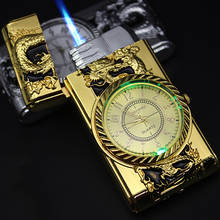 Luxurious Gold Watch Jet Lighter Torch Turbo Gas Lighter Windproof Cigar Cigarette Metal Lighter Led Inflated Gasoline Butane 2024 - buy cheap