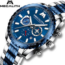 Часы MEGALITH мужские наручные кварцевые, роскошные Брендовые спортивные водонепроницаемые из нержавеющей стали с авиастрелкой 2024 - купить недорого