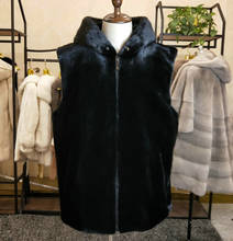 Pele de vison quente de arlenesain macia moda preta colete curto 2024 - compre barato