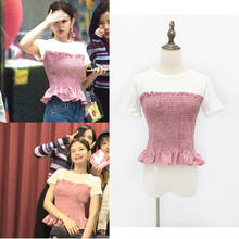 Camiseta manga curta moda coreana, camisa casual feminina gola redonda, camisetas para mulheres, branco e vermelho, patchwork, verão, 2021 2024 - compre barato