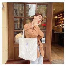 Bolsa de ombro de lona pura feminina, bolsa de mão simples de grande capacidade para estudantes, seleção de bolsas para compras 2024 - compre barato