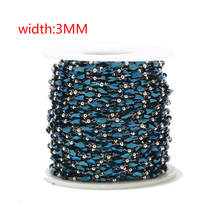 New Arrival 5 color Handmade Glass Beaded Chain stainless steel String Necklace Finding 3MM Width Link Chains For DIY Making 2024 - buy cheap