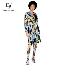 EFATZP New Women's Geometric Print Casual Fashion Long Sleeve beautiful elastic knitted Cardigan Dress 2024 - buy cheap