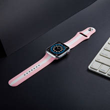 Силиконовый ремешок для Apple Watch 6, ремешок 44 мм, 40 мм, 42 мм, 38 мм, 40, 44, 42 мм, ремешок для умных часов iWatch 3, 4, 5, 6, se 2024 - купить недорого