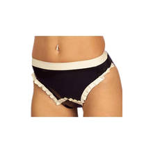 Women's briefs 100% handmade black latex underwear with white ruffles decorations 2024 - buy cheap