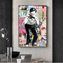 Street Art Boy Taking Photos Posters and Prints Graffiti Art Canvas Painting Wall Picture for Kids Room Home Design Decor 2024 - buy cheap