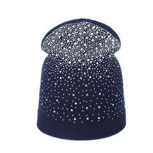 Diamond Beanies Hat Outdoor Winter Knitted Wool Hats For Women Men Thick Warm Skullies Beanie Soft Bonet Hat Crochet Slouch Hat 2024 - buy cheap