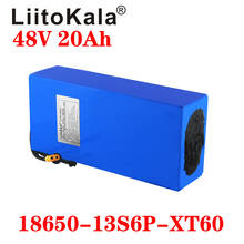 Литиевый аккумулятор LiitoKala 18650, 48 В, 20 А · ч, 13S6P, 48 В, 20 А · ч, 1000 Вт, встроенный электрический велосипедный аккумулятор 20A BMS XT60 2024 - купить недорого