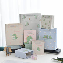 Avewell bolsa de papel com letras do dinossauro, desenhos animados, lembrança para bebê, aniversário de dia das crianças, presente de roupas 2024 - compre barato