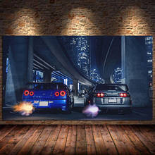 GTR R34 VS Supra vehicle canvas painting posters and prints wall art for living room bedroom home decoration cuadros Unframed 2024 - buy cheap