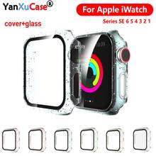 Protector de pantalla de cristal + cubierta para Apple Watch, funda de 44mm, 40mm, 42mm y 38mm, para Iwatch Series SE 6 5 4 3 2, 10 Uds. 2024 - compra barato