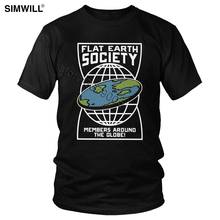 Funny Saying Flat Earth Society Members Around The Globe T Shirt Men Cotton Conspiracy Theory Tee Short Sleeves T-Shirts Classic 2024 - buy cheap