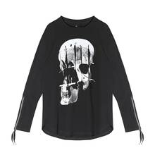 Sudadera con capucha de calavera Punk rock para hombre, ropa con cremallera, color negro, ajustada, cuello redondo, otoño y primavera 2024 - compra barato