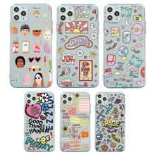 Cute Cartoon label pattern clear Phone Case For iphone 11 Pro max X XR Xs max case for iPhone SE 2 2020 7 8 6s plus soft cover 2024 - buy cheap