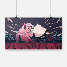 Póster de Darling in the Franxx 02 Zero Two de Anime, marco de madera enmarcado, lienzo, pintura, arte de pared, decoración, estudio, decoración del hogar, impresiones 2024 - compra barato