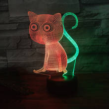 Цветной СВЕТОДИОДНЫЙ ночник в виде кошки, 3D Настольная лампа с USB и сенсорным управлением, детский ночник для сна, светильник для спальни, детские подарки, домашний декор 2024 - купить недорого