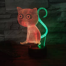 Gato colorido 3d led night light usb toque lâmpada de mesa crianças sono noite lâmpada quarto luz crianças presentes decoração da sua casa 2024 - compre barato