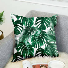 Fronhas decorativas de poliéster com plantas tropicais, capa de almofada quadrada de poliester com folhas verdes 2024 - compre barato