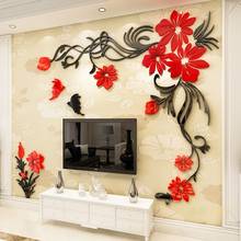 Pegatinas de pared de enredadera de flores románticas para TV, Fondo de sofá, decoraciones de pared para el hogar, murales, calcomanías de pared artísticas para sala de estar, Color Rojo 2024 - compra barato