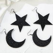 Pendientes acrílicos de luna creciente y estrella para mujer, aretes grandes, hipérbola, club nocturno, negro, brillante, Pentastar, joyería E20006 2024 - compra barato