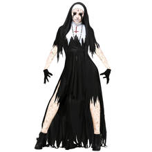 Halloween senhoras assustador demônio freira cemitério cadáver zumbi fantasia vestido traje 2024 - compre barato