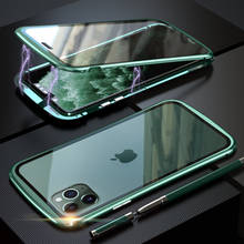 Бронированный Магнитный чехол с металлической рамкой для iPhone 11 Pro Max чехол с двойным закаленным стеклом полное покрытие для iPhone 11 Pro Max 2019 Funda 2024 - купить недорого