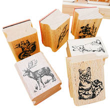 12Pcs/lot Kawaii Vintage forest animal wooden rubber stamps for scrapbooking diary standard stamp wholesale 2024 - buy cheap