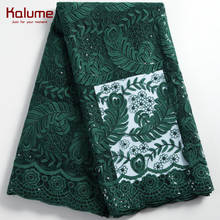 Kalume African Lace Fabric Green French Milk Silk Lace Fabric With Sequins Nigerian Tulle Lace Fabric For Party Grments 2253 2024 - buy cheap