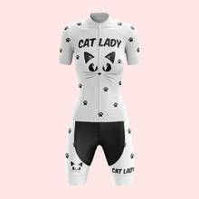 Gato feminino manga curta e bermuda gel respirável, conjunto para ciclismo, nova camisa feminina, verão 2024 - compre barato