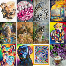 Diy Diamond Painting Colorful Domestic Pet Dogs Wild Protected Carnivores Leopard Wolves Delicious Pastries Poster Painting 2024 - buy cheap