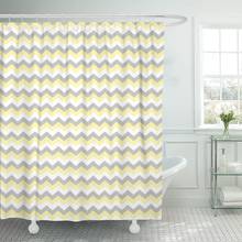 Classic Chevron Zigzag Stripe Pattern in Gray Yellow Shower Curtain Waterproof Polyester Fabric 60 x 72 Inches Set with Hooks 2024 - buy cheap