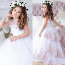Kids Flower Girl Dresses For Wedding 2020 Junior GIrls Champagne Lace Baby Princess First Communion Tutu Girls Pageant Gowns 2024 - buy cheap