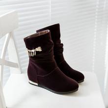 Bota feminina de cano curto, grande, 9, 10, 11, 12, sapatos de inverno, com metal sólido, decoração feminina, bota de tornozelo para mulheres 2024 - compre barato