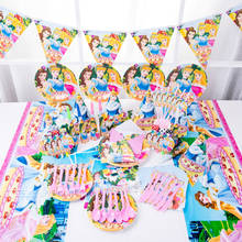 Decorações para festa com tema de três princesas, kit de utensílios de mesa, copos, pratos e talheres descartáveis 2024 - compre barato