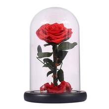 Capa de vidro fresco preservado rosa flor farpado rosa flores para casamento decoração de festa em casa presente do dia dos namorados vermelho 2024 - compre barato