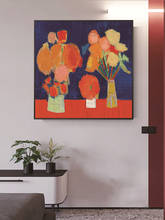 Quadros abstratos modernos pintados à mão em tela, pinturas a óleo, arte de parede, flor colorida, imagem de decoração para sala de estar 2024 - compre barato