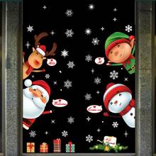 DIY рождественские настенные Стикеры для гостиной рождественские наклейки Санта Клауса снеговика стеклянные наклейки съемные моющиеся ПВХ наклейки для дома Декор 2024 - купить недорого