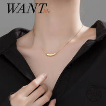 WANTME Minimalist Geometric Arc Chain Pendant Necklace for Women Genuine 925 Sterling Silver Teen Office Jewelry Accessories 2024 - buy cheap