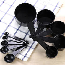 10 шт./компл., кухонная мерная ложка, полипропиленовая черная ручка, измерительная чашка для выпечки, набор измерительных ложек 2024 - купить недорого