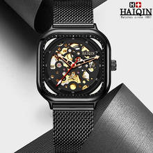 Haiqin-novo relógio mecânico masculino de pulso, automático, esqueleto, turbilhão, militar, 2019 2024 - compre barato