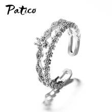 Anel de prata com zircônia esterlina 925 genuína, ajustável, tamanho aberto, para mulheres, casamento, noivado, joia cz 2024 - compre barato