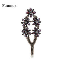 Funmor-broche de flores retrô, broche de cristal gradiente, acessório de rotina para blusa e baile, feminino 2024 - compre barato