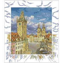 Prague Old Town Square patterns Counted Cross Stitch 11CT 14CT 18CT DIY Chinese Cross Stitch Kits Embroidery Needlework Sets 2024 - buy cheap