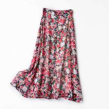 Elfstyle Female High Waist Floral Printed Buttoned Midi Skirt With Lining 2024 - buy cheap