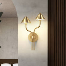 FSS-Lámpara de pared moderna de cobre para sala de estar, luz LED creativa con forma de seta, paraguas dorado/negro, para dormitorio y pasillo 2024 - compra barato