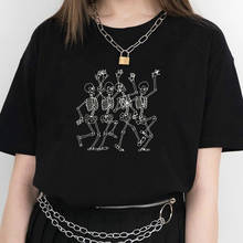 Camiseta gótica con estampado Grunge para mujer, ropa de calle con estampado de cuatro esqueleto, estética oscura 2024 - compra barato