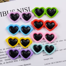 10pcs/lot Heart Glasses Resin Charms 41*18mm  Mobile Phone Earring Bracelet Material DIY Handmade Hair Accessories 2024 - buy cheap