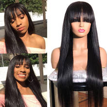 13x4 Lace Front Human Hair Wigs With Bangs For Women Brazilian Remy Straight Hair Lace Closure Wig 180% Density Bang Human Hair 2024 - buy cheap