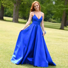 LUXIYIAO Royal Blue satin Prom party evening dresses vestido de noiva sereia robe de soiree playa formal suknie wieczorowe robe 2024 - buy cheap