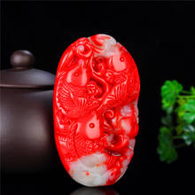 Chinese Red White Jade Fish Pendant Necklace Charm Jewellery Fashion Accessories Hand-Carved Amulet Gifts for Women Her 2024 - buy cheap